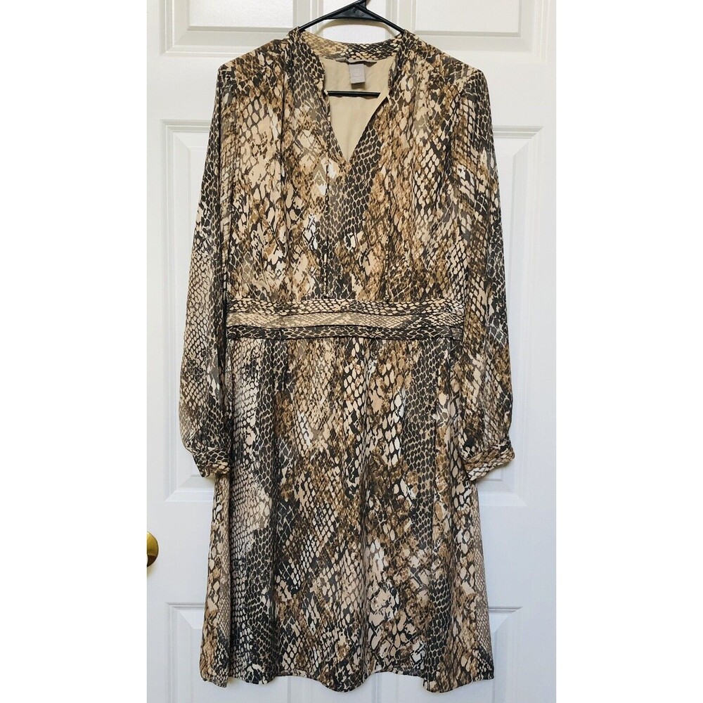 H&M Long Sleeve Animal Print Dress Size 10 Excellent Condition $